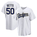 Ldoa LA.Dodgers #50 Mookie Betts Player Gold White 2026 Collection Stadium Game Stitched Jerseys
