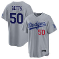 Ldoa LA.Dodgers #50 Mookie Betts Player Gray Game Home Stitched Jerseys