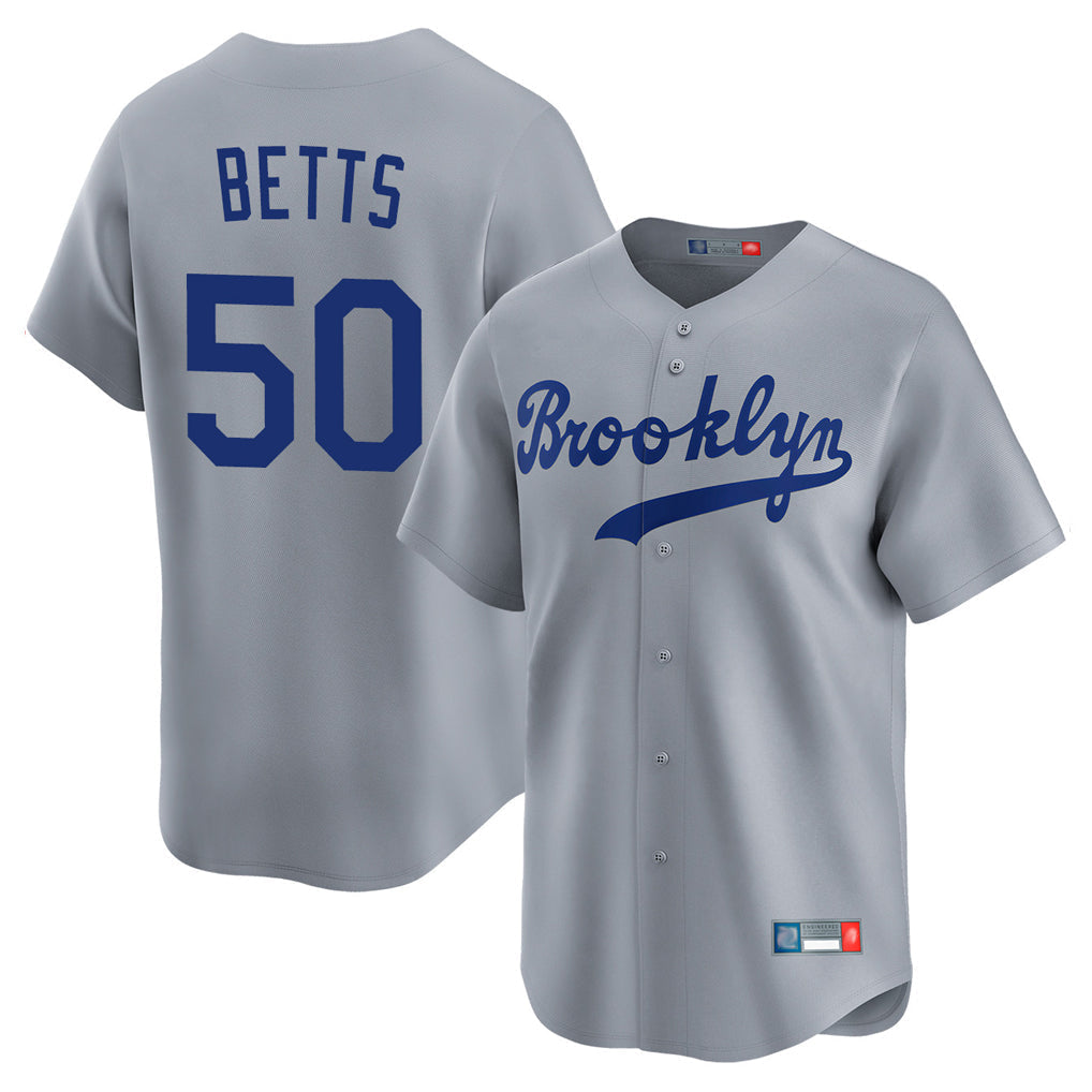 Ldoa LA.Dodgers #50 Mookie Betts Player Gray Game Limited Home Stitched Jerseys