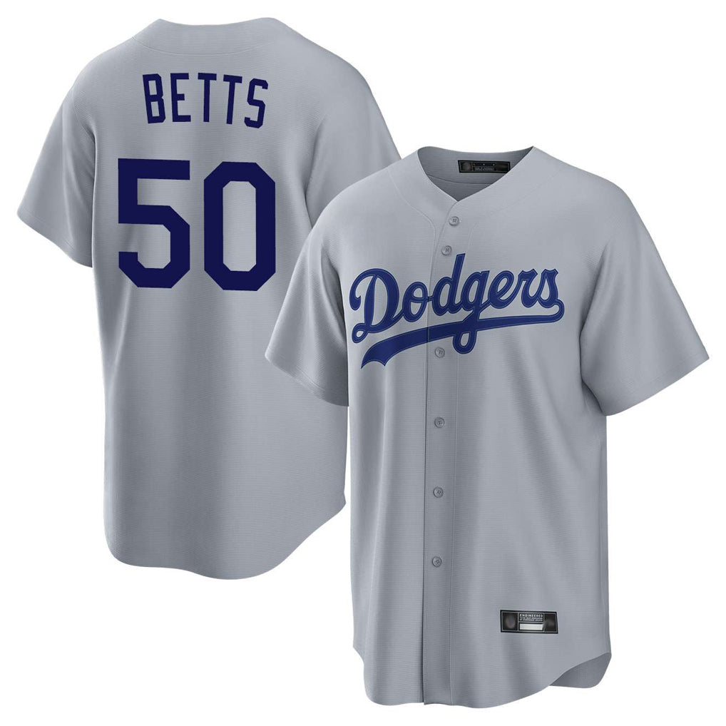Ldoa LA.Dodgers #50 Mookie Betts Player Gray Game Stitched Jerseys