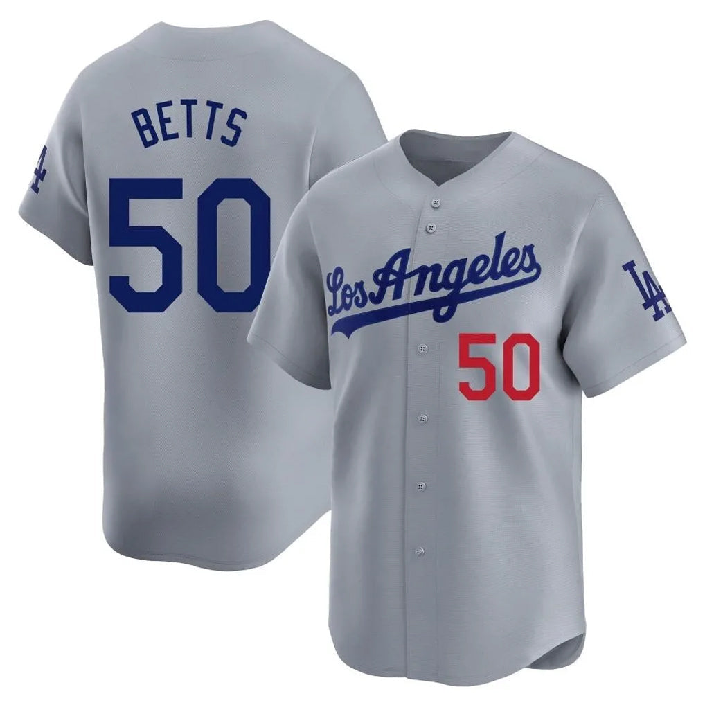 Ldoa LA.Dodgers #50 Mookie Betts Player Gray Limited Home Stitched Jerseys