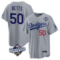 Ldoa LA.Dodgers #50 Mookie Betts Player Gray World Series Game Home Stitched Jerseys