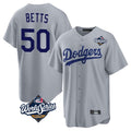 Ldoa LA.Dodgers #50 Mookie Betts Player Gray World Series Game Stitched Jerseys