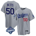 Ldoa LA.Dodgers #50 Mookie Betts Player Gray World Series Meet Game Home Stitched Jerseys
