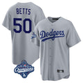 Ldoa LA.Dodgers #50 Mookie Betts Player Gray World Series Meet Game Stitched Jerseys