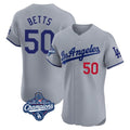 Ldoa LA.Dodgers #50 Mookie Betts Player Gray World Series Meet Limited Elite Home Stitched Jerseys