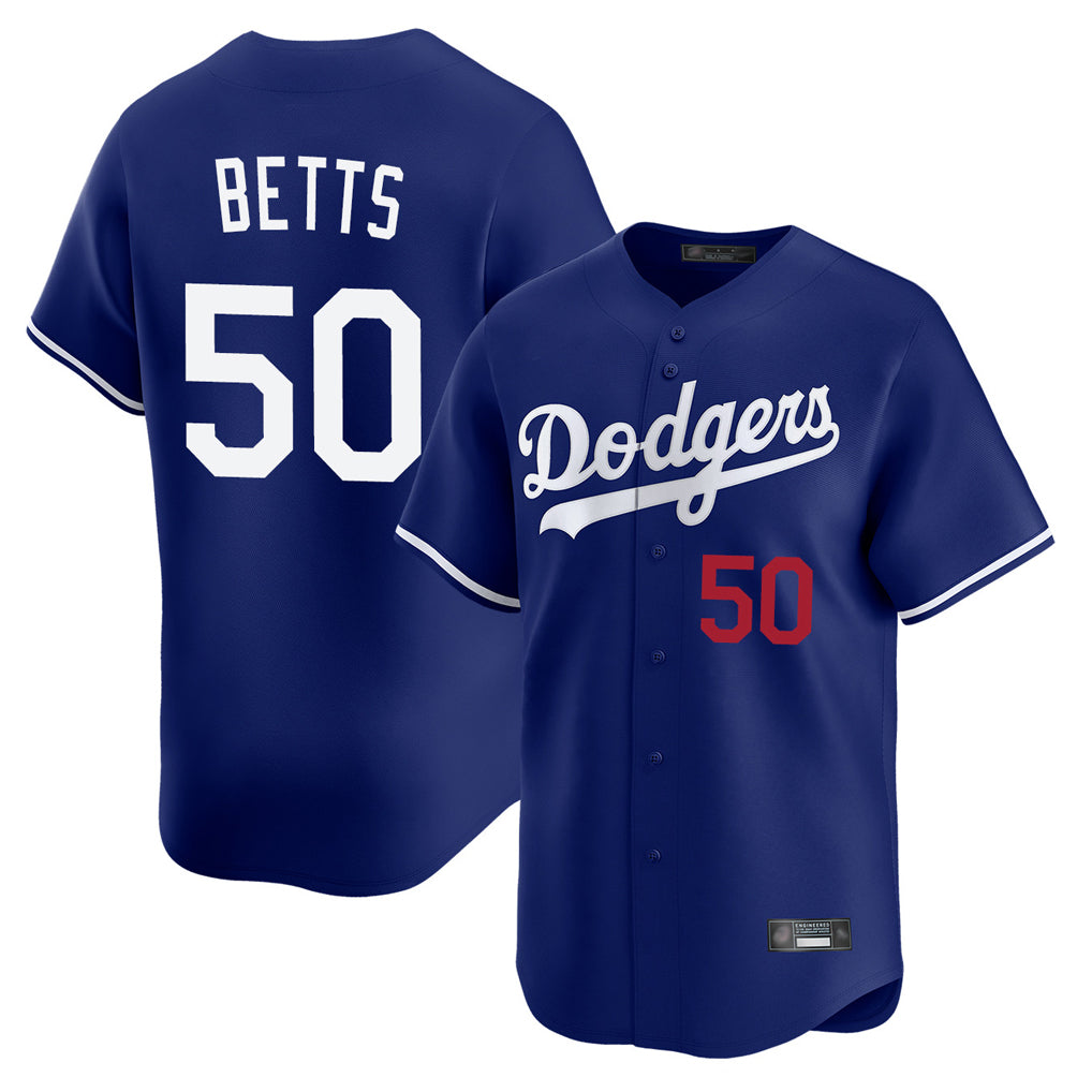 Ldoa LA.Dodgers #50 Mookie Betts Player Royal Limited Home Stitched Jerseys