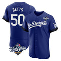 Ldoa LA.Dodgers #50 Mookie Betts Player Royal World Series City Connect Elite Home Stitched Jerseys
