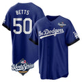 Ldoa LA.Dodgers #50 Mookie Betts Player Royal World Series City Connect Home Game Stitched Jerseys
