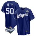 Ldoa LA.Dodgers #50 Mookie Betts Player Royal World Series Game Stitched Jerseys