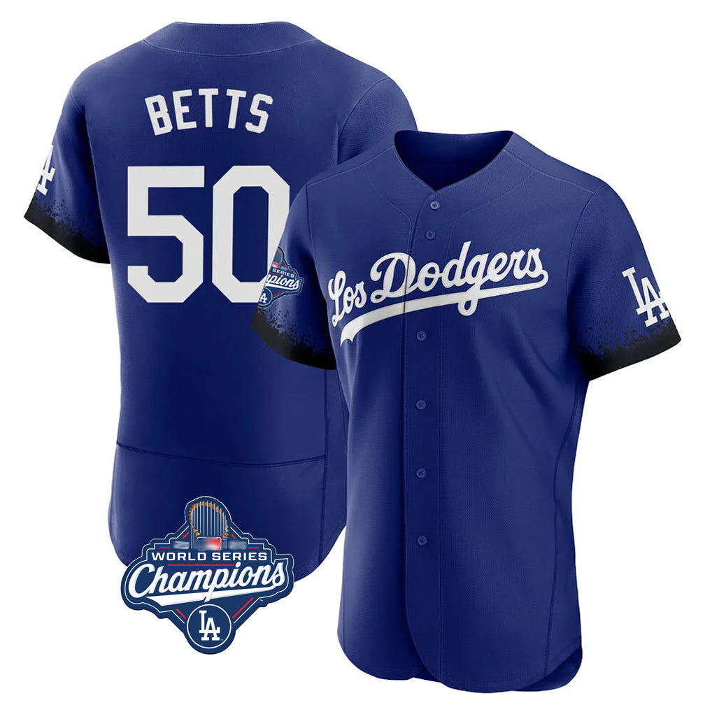 Ldoa LA.Dodgers #50 Mookie Betts Player Royal World Series Meet City Connect Elite Home Stitched Jerseys