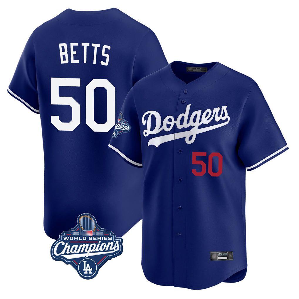 Ldoa LA.Dodgers #50 Mookie Betts Player Royal World Series Meet Limited Home Stitched Jerseys