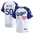 Ldoa LA.Dodgers #50 Mookie Betts Player White-Royal Tokyo Series Vapor Premier Limited Stitched Jerseys