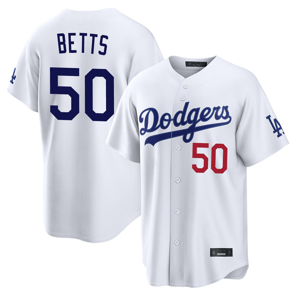 Ldoa LA.Dodgers #50 Mookie Betts Player White Home Game Stitched Jerseys