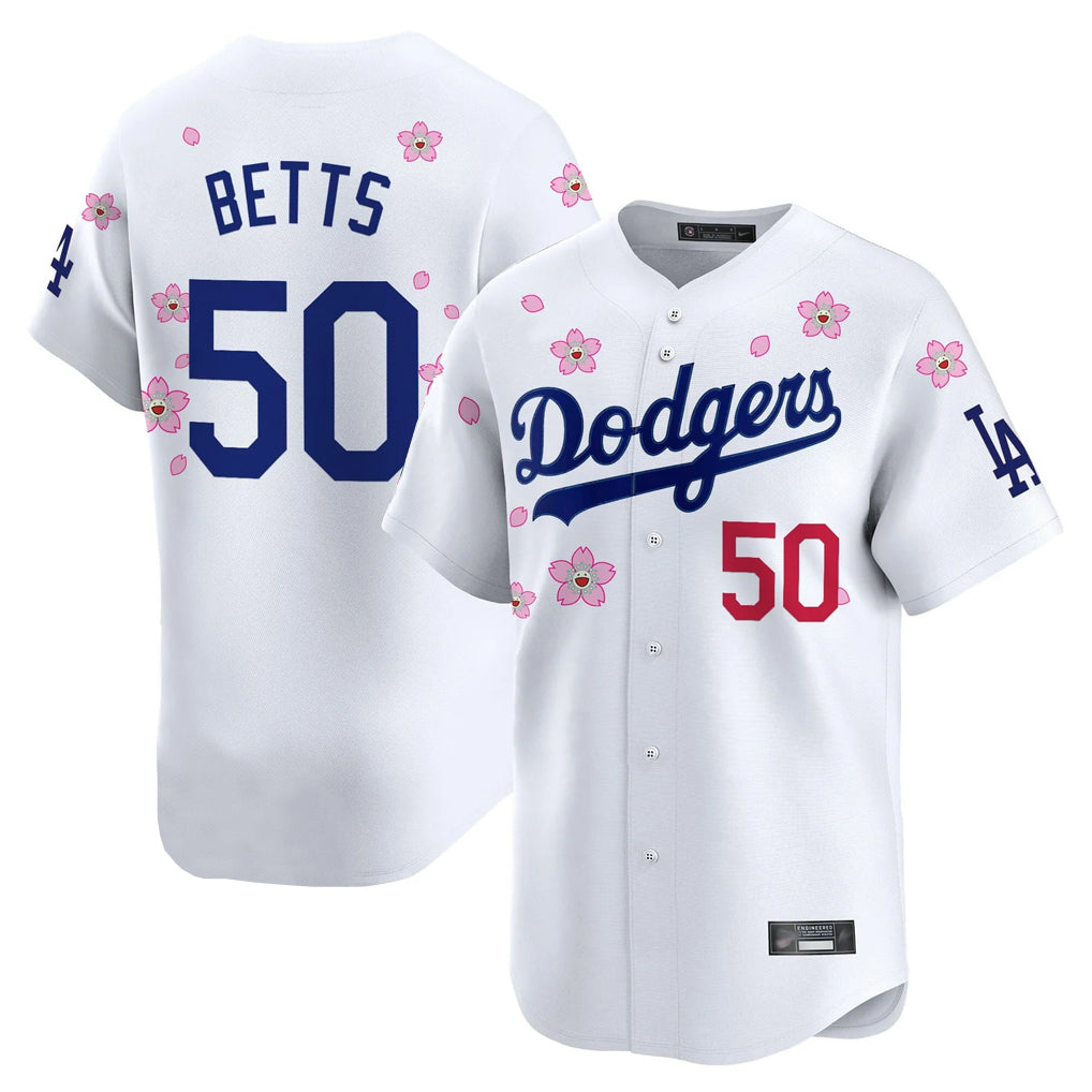 Ldoa LA.Dodgers #50 Mookie Betts Player White Tokyo Series Vapor Premier Limited Stitched Jerseys