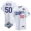 Ldoa LA.Dodgers #50 Mookie Betts Player White World Series Home Game Stitched Jerseys