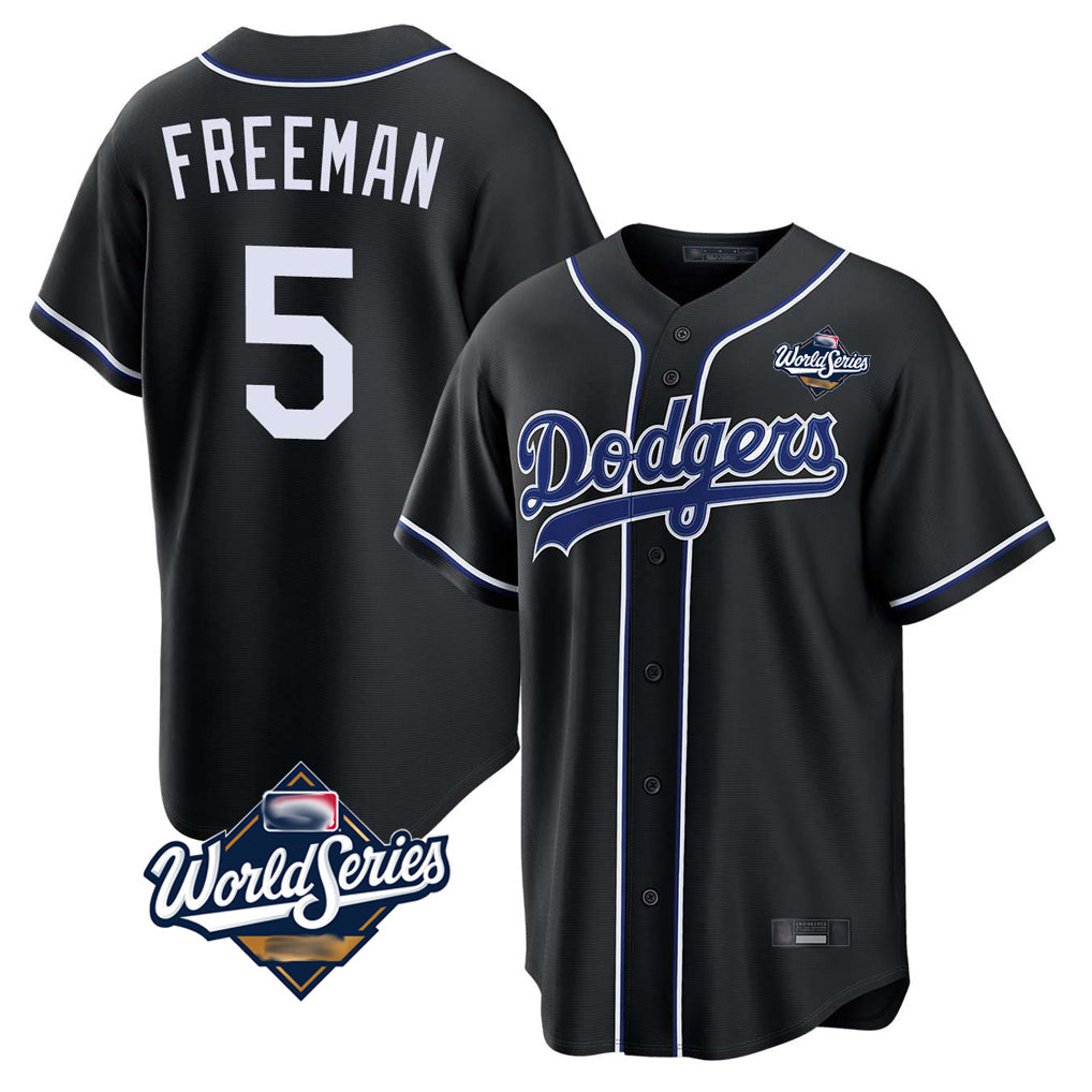 Ldoa LA.Dodgers #5 Freddie Freeman Player Black World Series Black Carbon Limited Home Stitched Jerseys