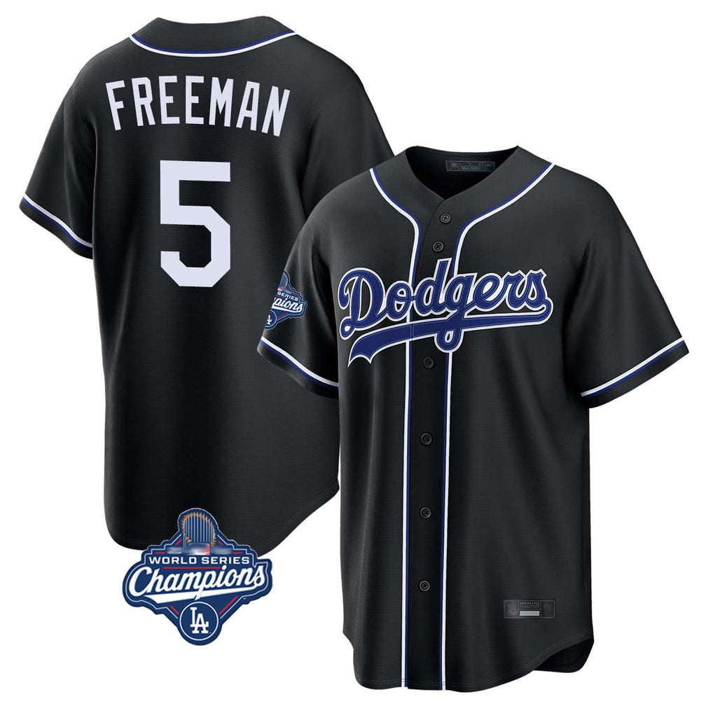 Ldoa LA.Dodgers #5 Freddie Freeman Player Black World Series Meet Carbon Limited Home Stitched Jerseys