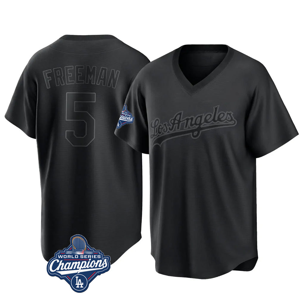 Ldoa LA.Dodgers #5 Freddie Freeman Player Black World Series Meet Pitch Fashion T-shirt Stitched Jerseys
