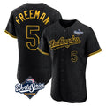 Ldoa LA.Dodgers #5 Freddie Freeman Player Black World Series Snake Skin City Limited Elite Home Stitched Jerseys