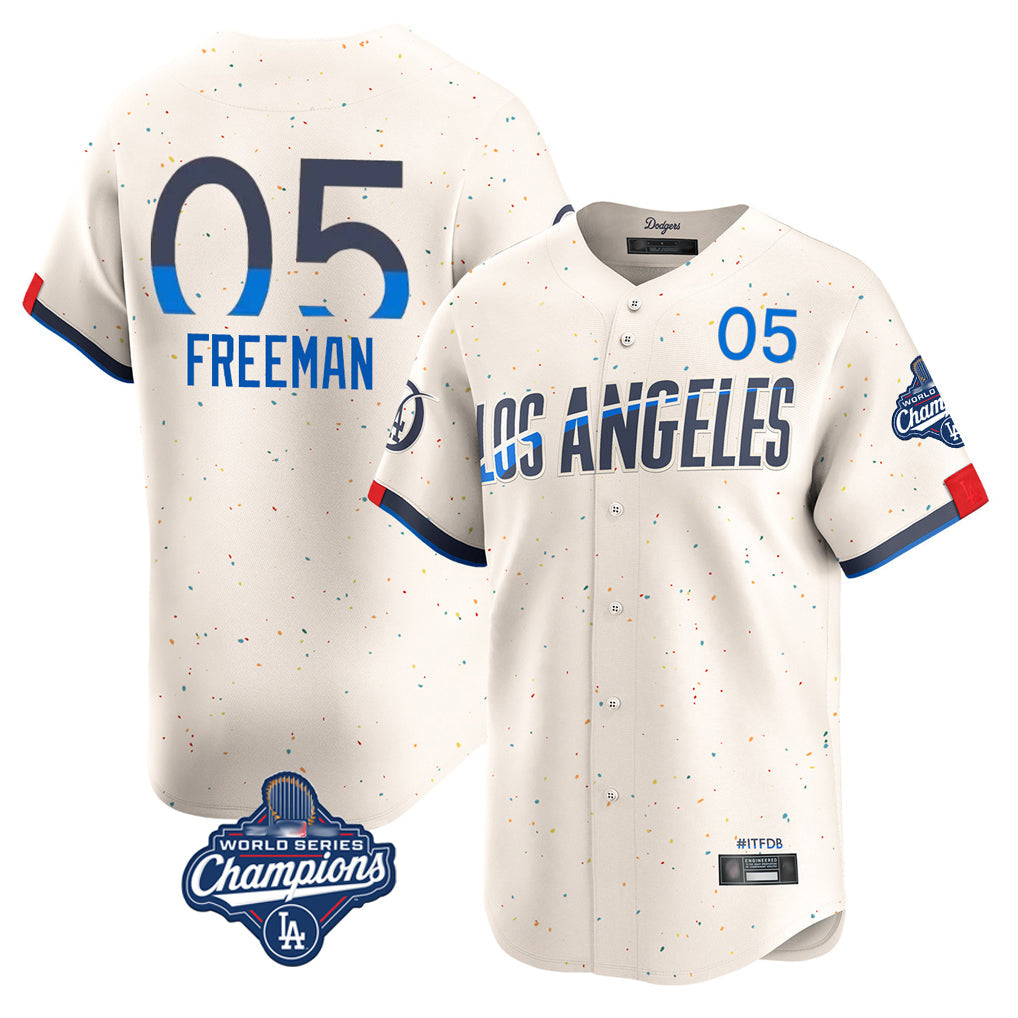 Ldoa LA.Dodgers #5 Freddie Freeman Player Cream World Series Meet City Connect Limited Home Stitched Jerseys