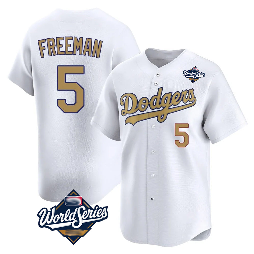 Ldoa LA.Dodgers #5 Freddie Freeman Player White World Series Collection Limited Home Stitched Jerseys