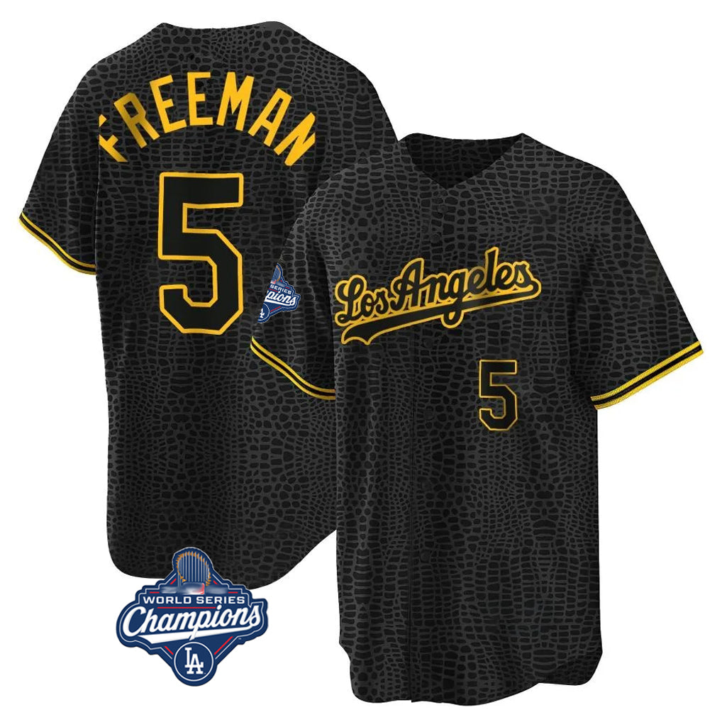 Ldoa LA.Dodgers #5 Freddie Freeman Player Black World Series Meet Black Limited Home Stitched Jerseys