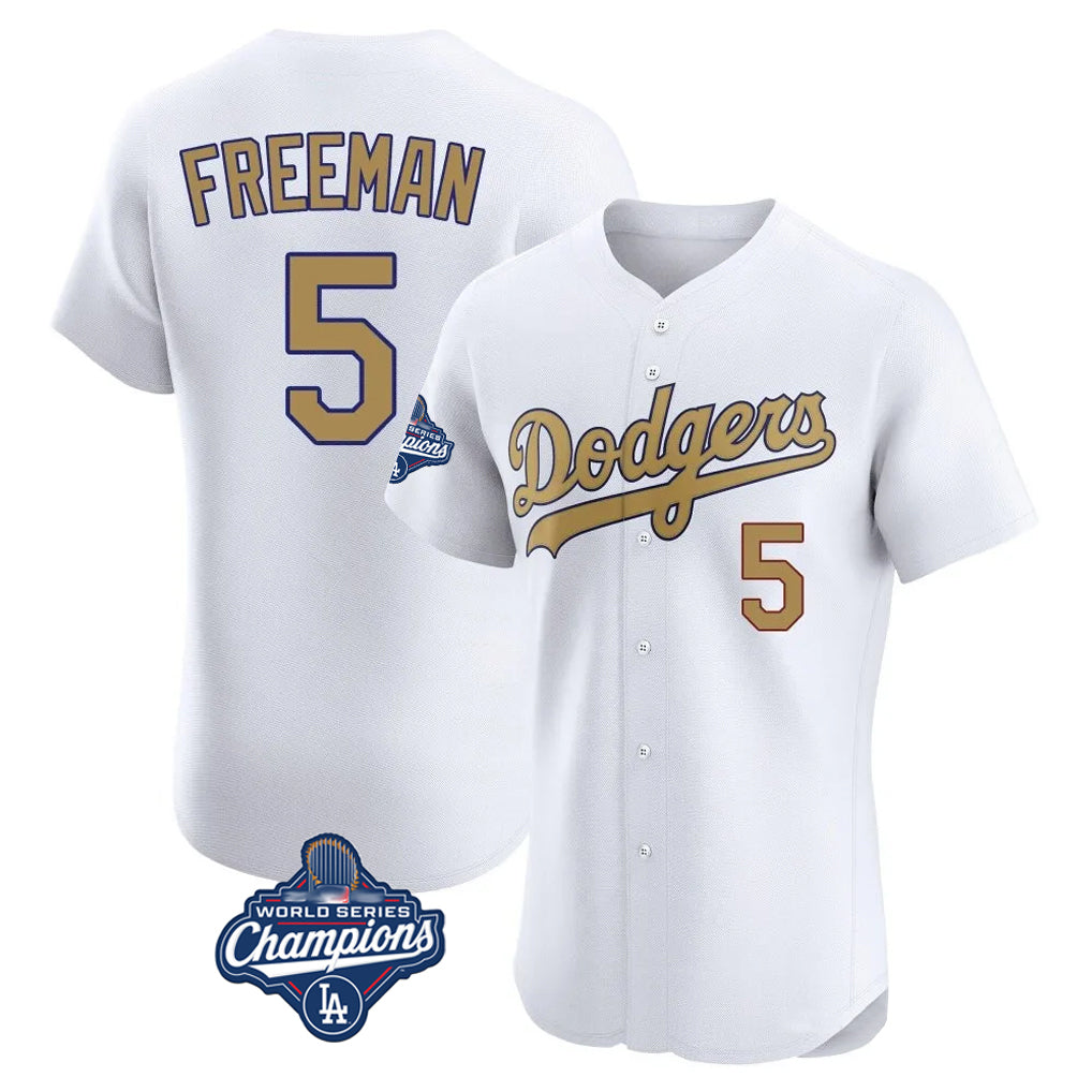 Ldoa LA.Dodgers #5 Freddie Freeman Player White World Series Meet Limited Elite Home Stitched Jerseys