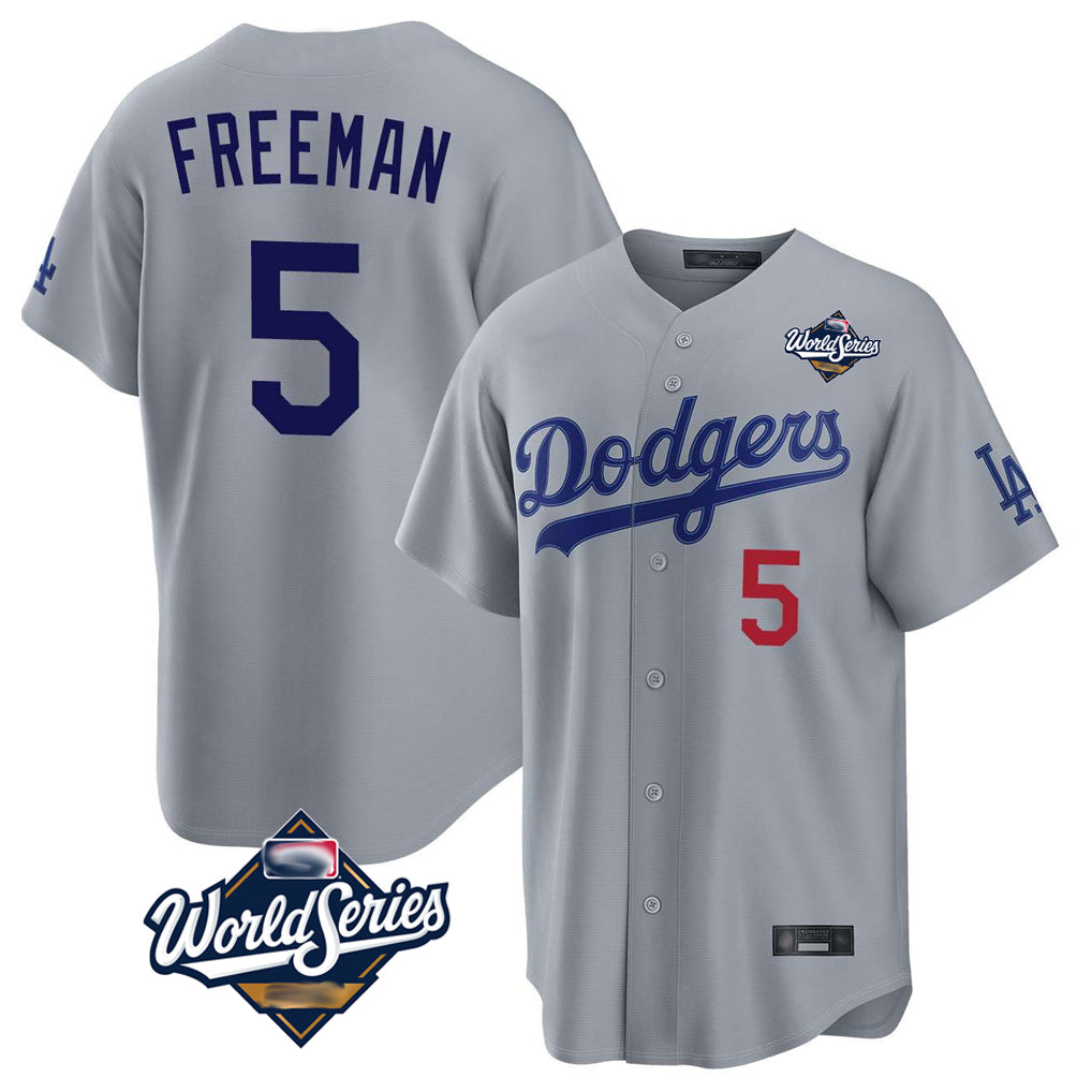 Ldoa LA.Dodgers #5 Freddie Freeman Player Gray World Series Game Home Stitched Jerseys
