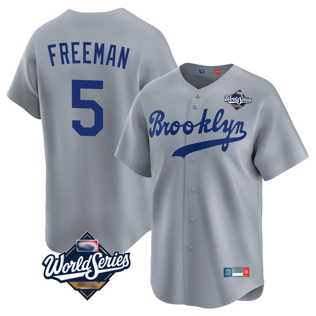 Ldoa LA.Dodgers #5 Freddie Freeman Player Gray World Series Game Limited Home Stitched Jerseys
