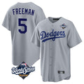Ldoa LA.Dodgers #5 Freddie Freeman Player Gray World Series Game Stitched Jerseys