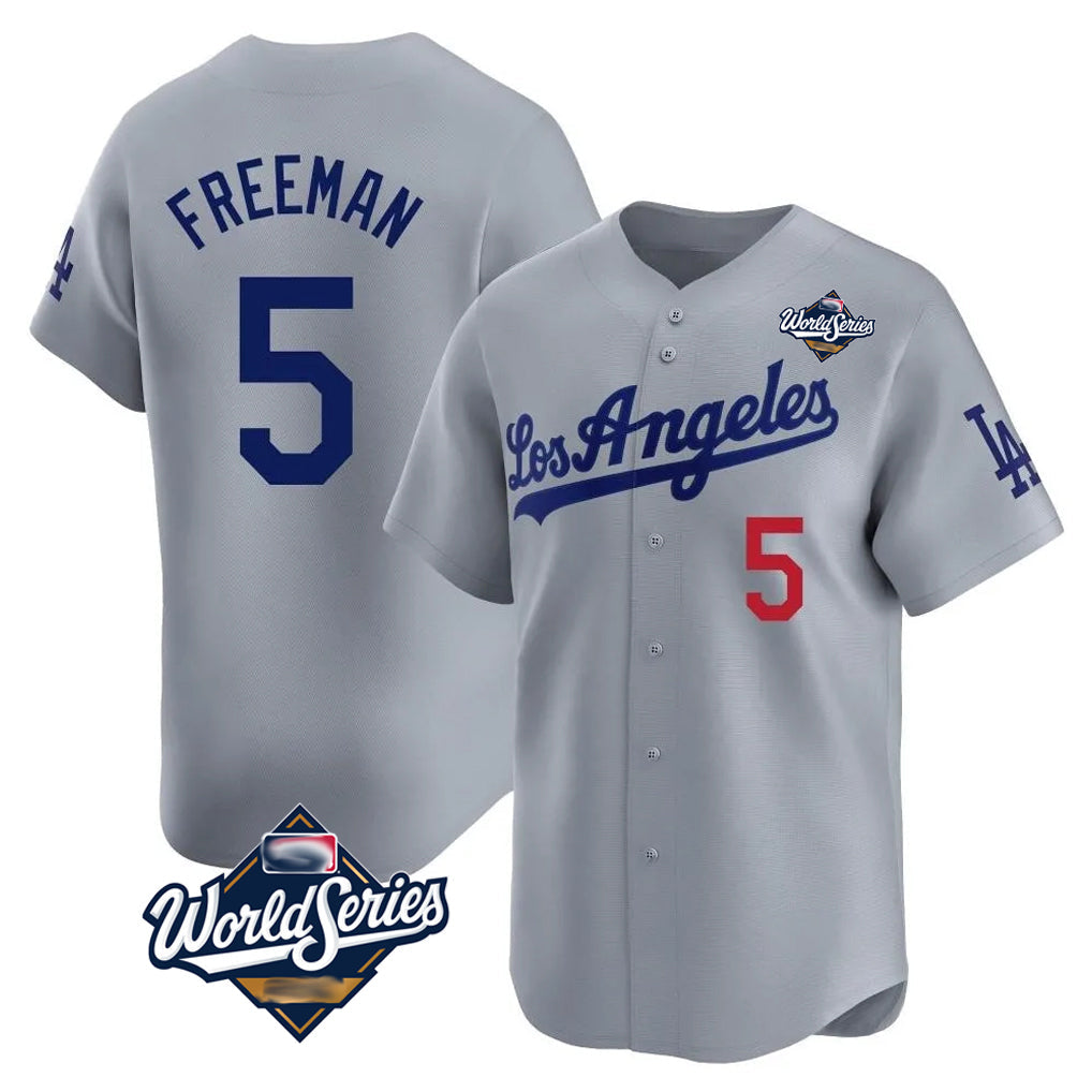Ldoa LA.Dodgers #5 Freddie Freeman Player Gray World Series Limited Home Stitched Jerseys