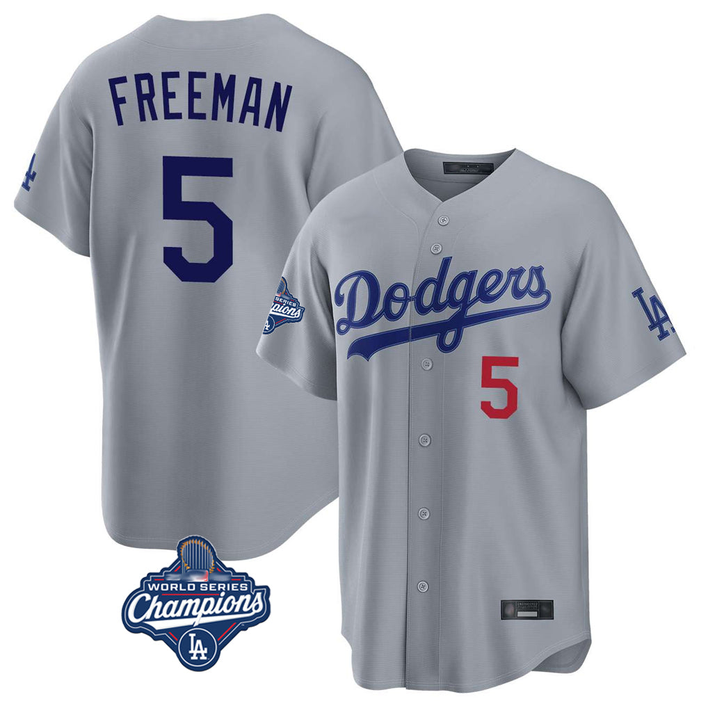 Ldoa LA.Dodgers #5 Freddie Freeman Player Gray World Series Meet Game Home Stitched Jerseys