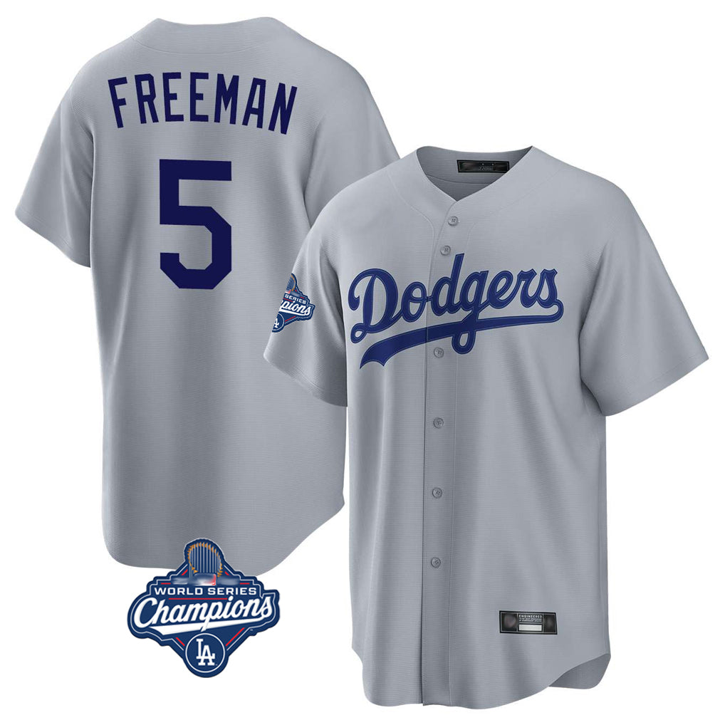 Ldoa LA.Dodgers #5 Freddie Freeman Player Gray World Series Meet Game Stitched Jerseys