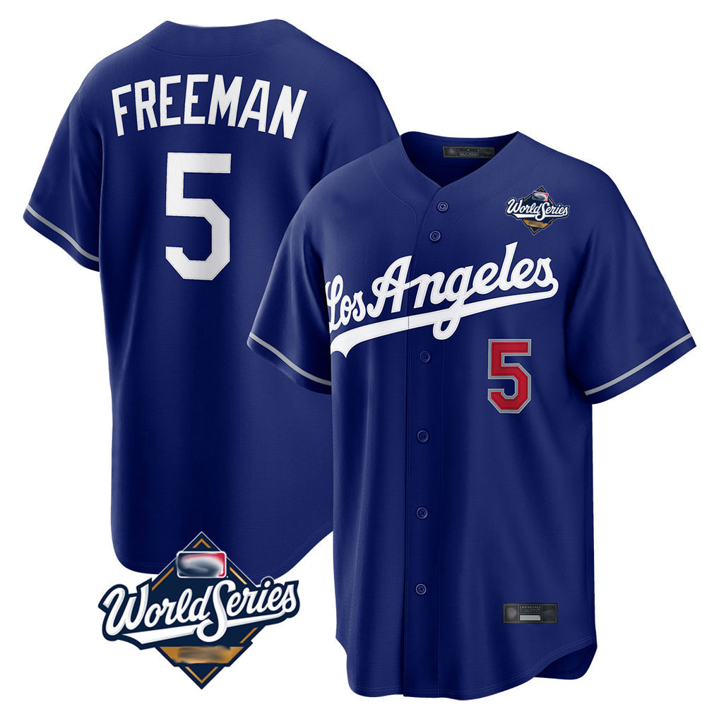 Ldoa LA.Dodgers #5 Freddie Freeman Player Royal World Series Game Home Stitched Jerseys