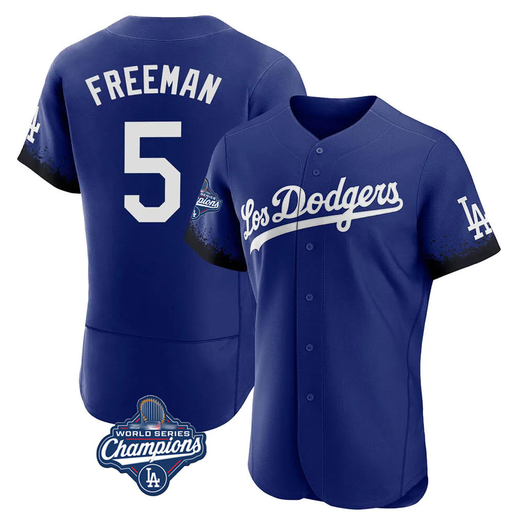 Ldoa LA.Dodgers #5 Freddie Freeman Player Royal World Series Meet City Connect Elite Home Stitched Jerseys