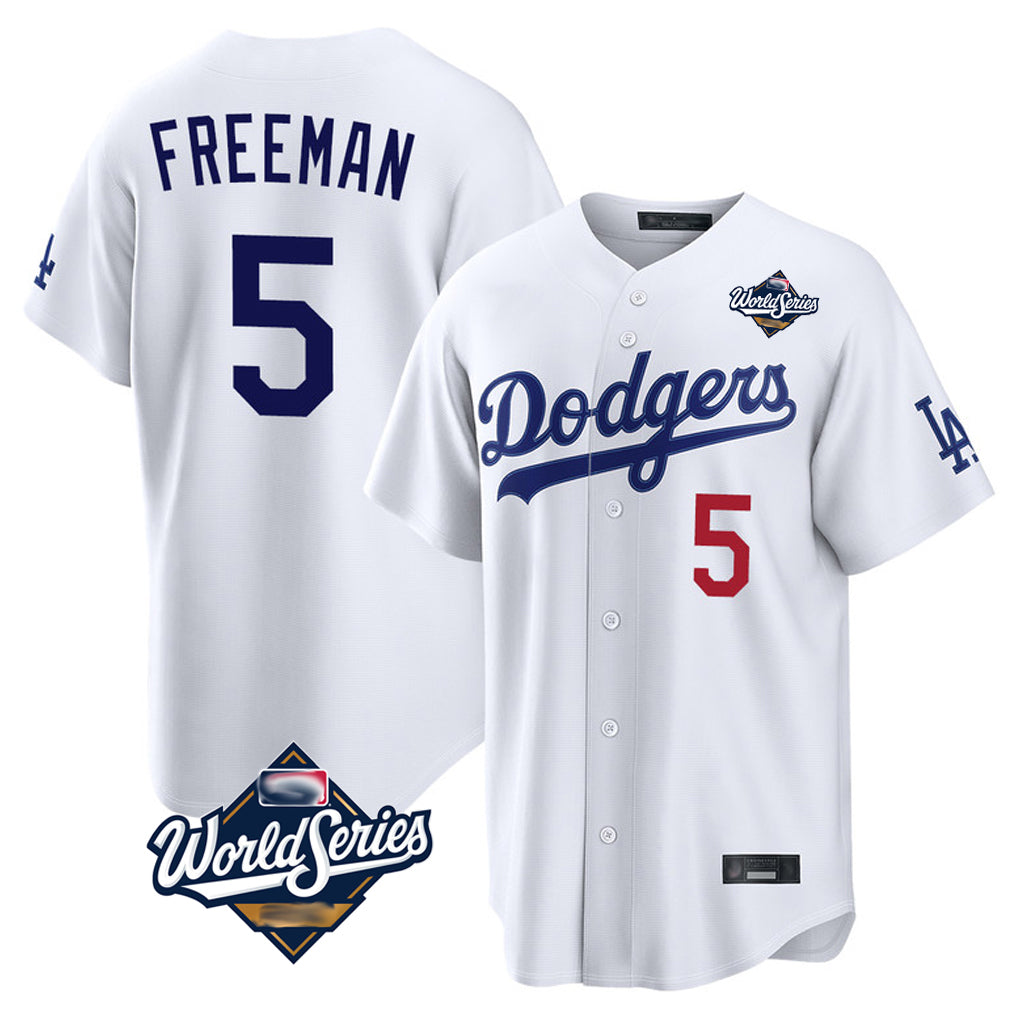 Ldoa LA.Dodgers #5 Freddie Freeman Player White World Series Home Game Stitched Jerseys