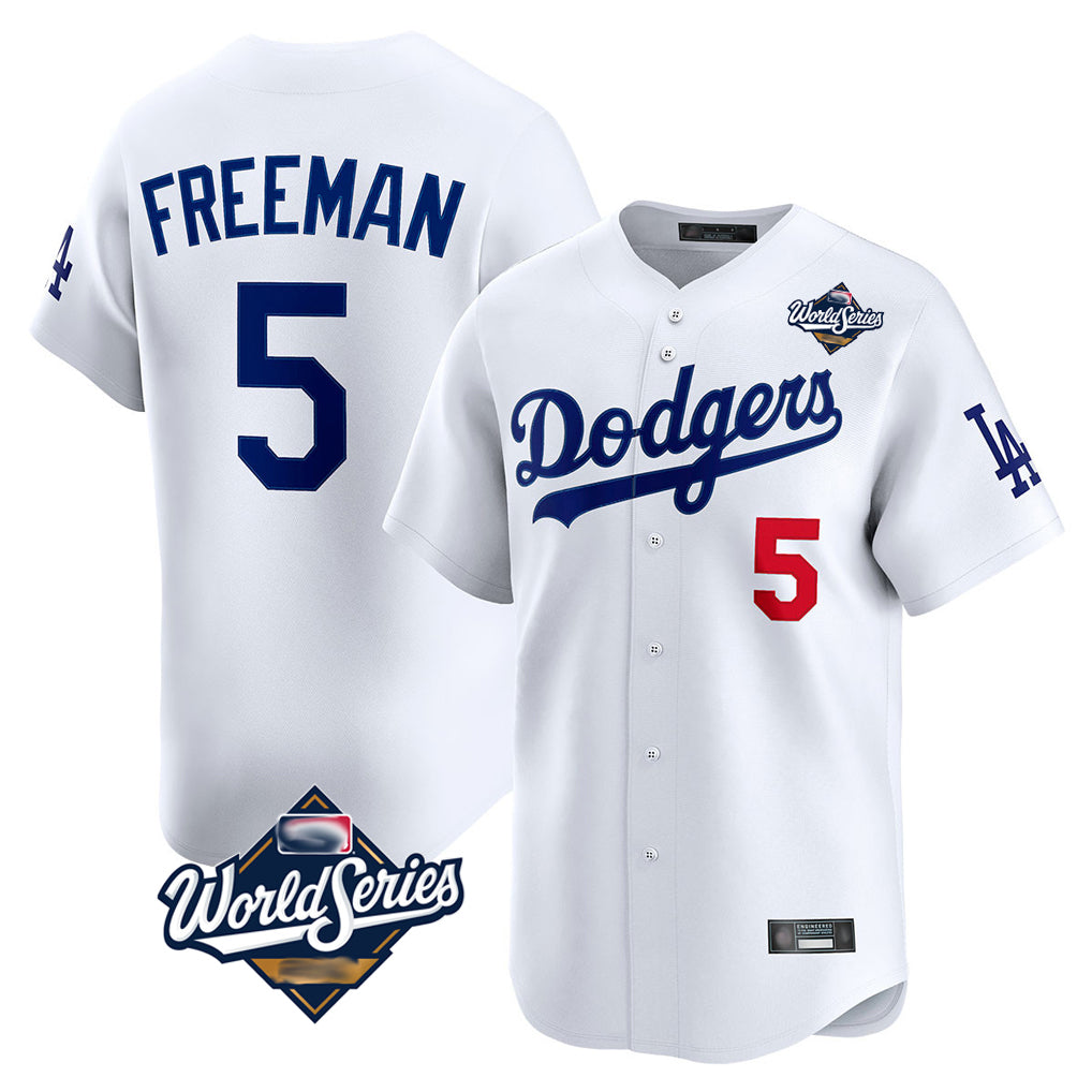 Ldoa LA.Dodgers #5 Freddie Freeman Player White World Series Limited Home Stitched Jerseys