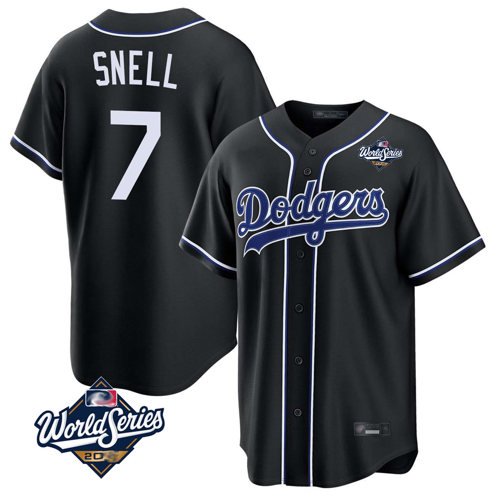 Ldoa LA.Dodgers #7 Blake Snell Player Black Carbon Limited World Series Home Stitched Jerseys