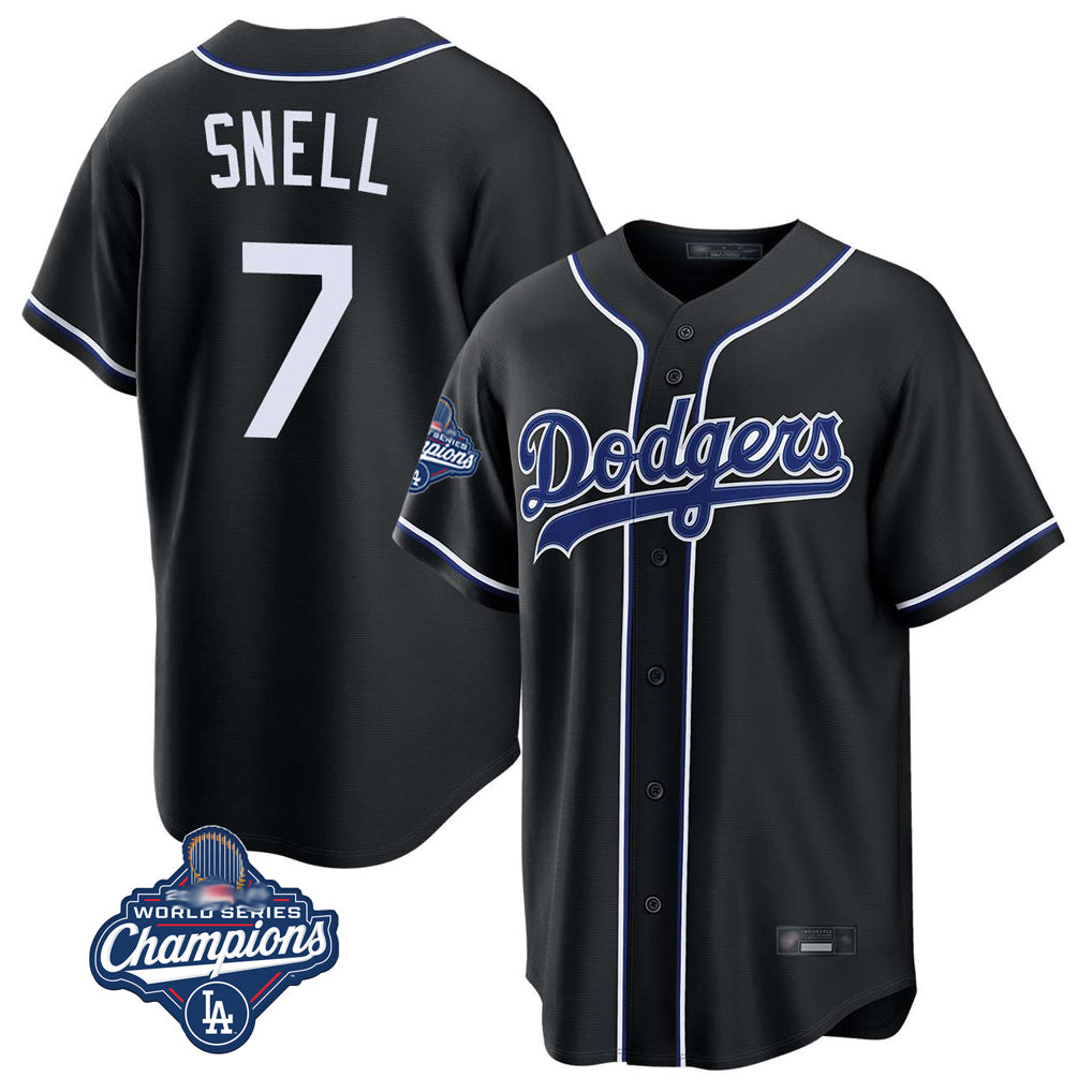 Ldoa LA.Dodgers #7 Blake Snell Player Black Carbon Limited World Series Meet Home Stitched Jerseys
