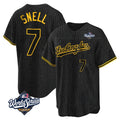 Ldoa LA.Dodgers #7 Blake Snell Player Black Snake Skin City Game Home World Series Stitched Jerseys