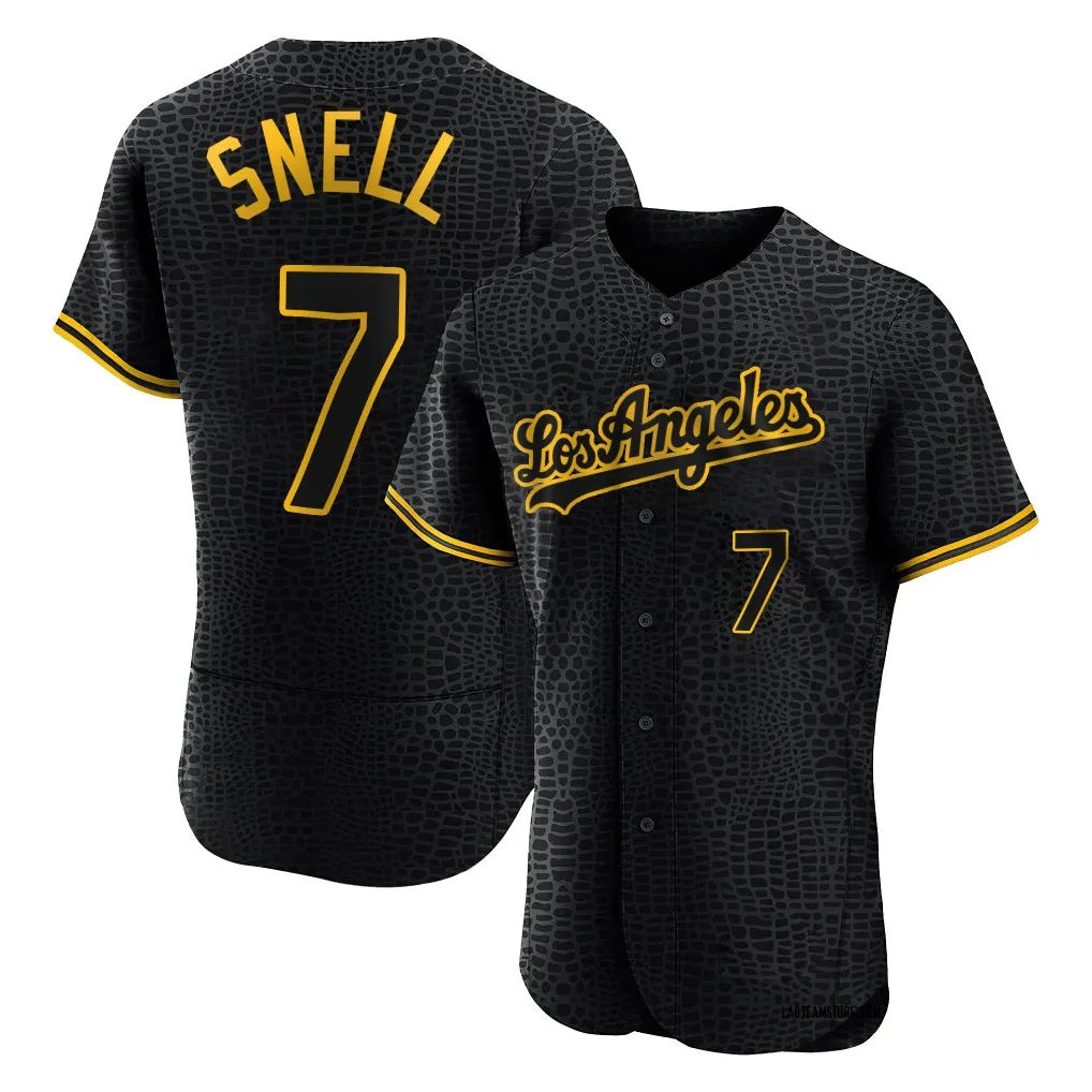Ldoa LA.Dodgers #7 Blake Snell Player Black Snake Skin City Limited Elite Home Stitched Jerseys