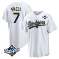 Ldoa LA.Dodgers #7 Blake Snell Player Gold White World Series Home Game Stitched Jerseys