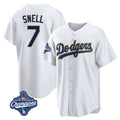 Ldoa LA.Dodgers #7 Blake Snell Player Gold White World Series Meet Home Game Stitched Jerseys