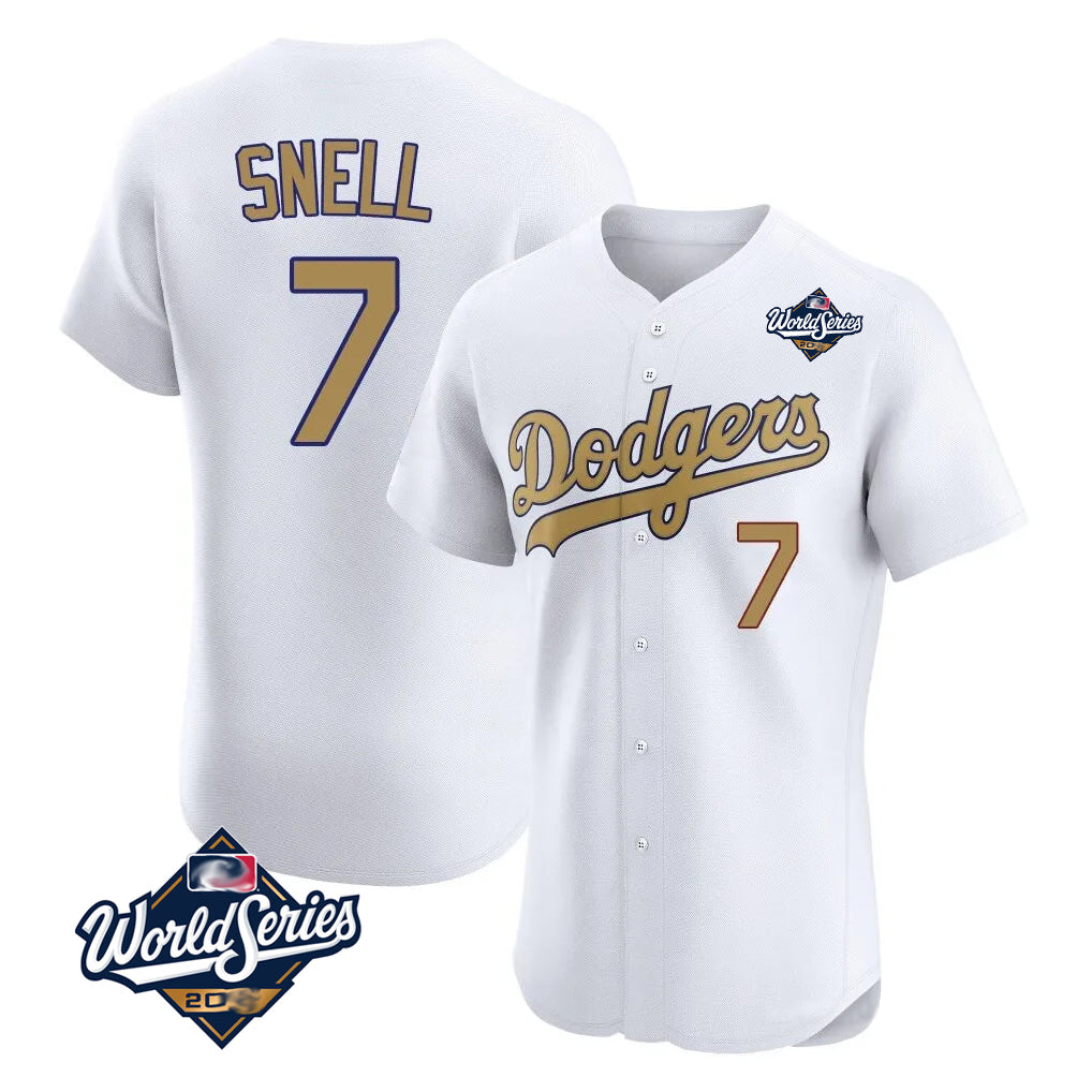 Ldoa LA.Dodgers #7 Blake Snell Player Gold World Series Limited Elite Home Stitched Jerseys