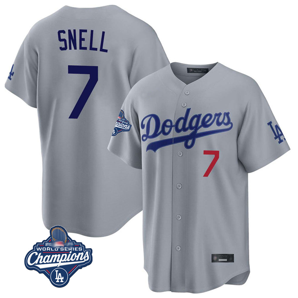 Ldoa LA.Dodgers #7 Blake Snell Player Gray Game World Series Meet Home Stitched Jerseys