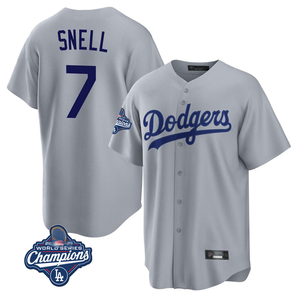Ldoa LA.Dodgers #7 Blake Snell Player Gray Game World Series Meet Stitched Jerseys