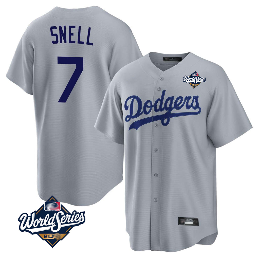 Ldoa LA.Dodgers #7 Blake Snell Player Gray Game World Series Stitched Jerseys