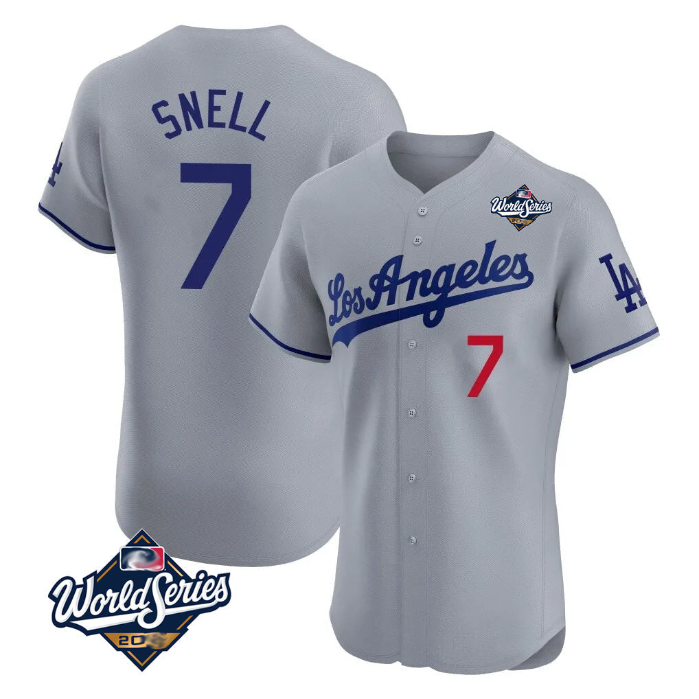 Ldoa LA.Dodgers #7 Blake Snell Player Gray World Series Limited Elite Home Stitched Jerseys