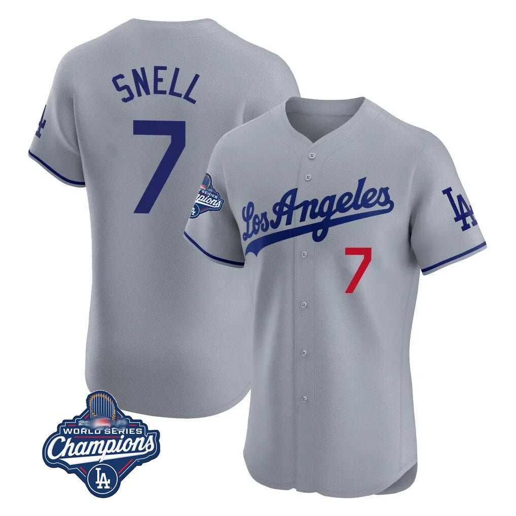 Ldoa LA.Dodgers #7 Blake Snell Player Gray World Series Meet Limited Elite Home Stitched Jerseys